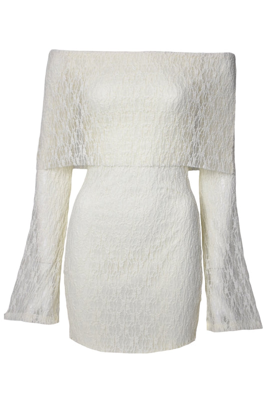 Cream Lace Bardot Dress
