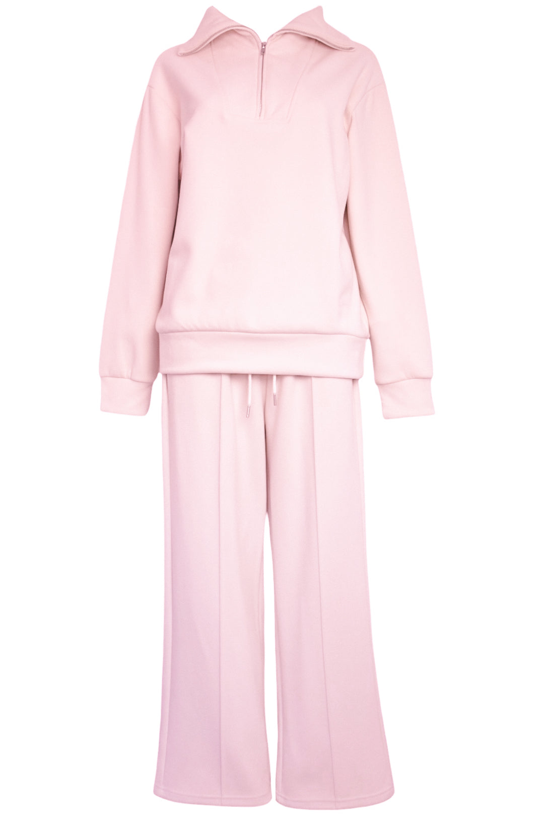 Pink Quarter Zip & Wide Leg Trouser Loungesuit
