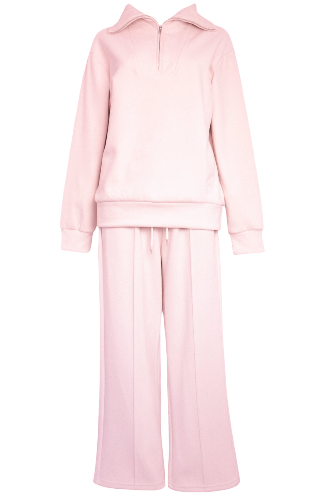 Pink Quarter Zip & Wide Leg Trouser Loungesuit