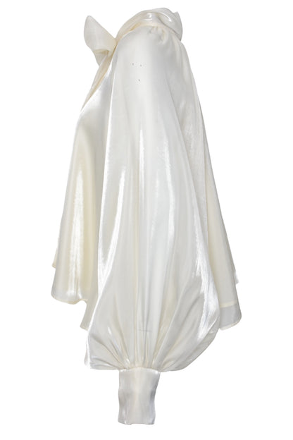 Cream Sheer Tie Neck Blouse