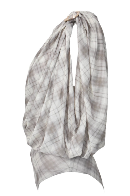 Cream & Grey Checked One Shoulder Bodysuit