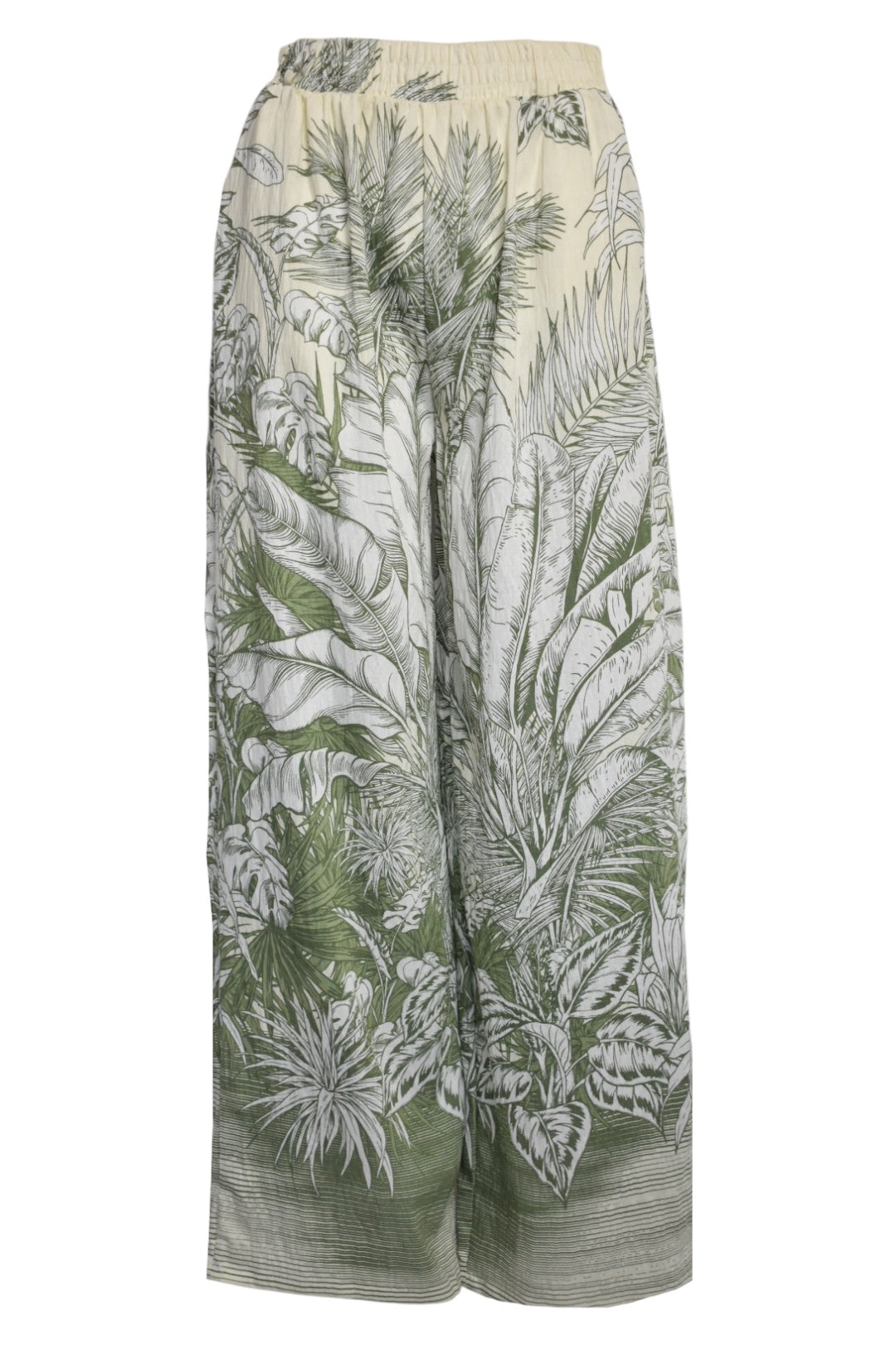 Khaki Tropical Wide Leg Trousers