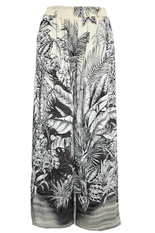 Black Tropical Wide Leg Trousers