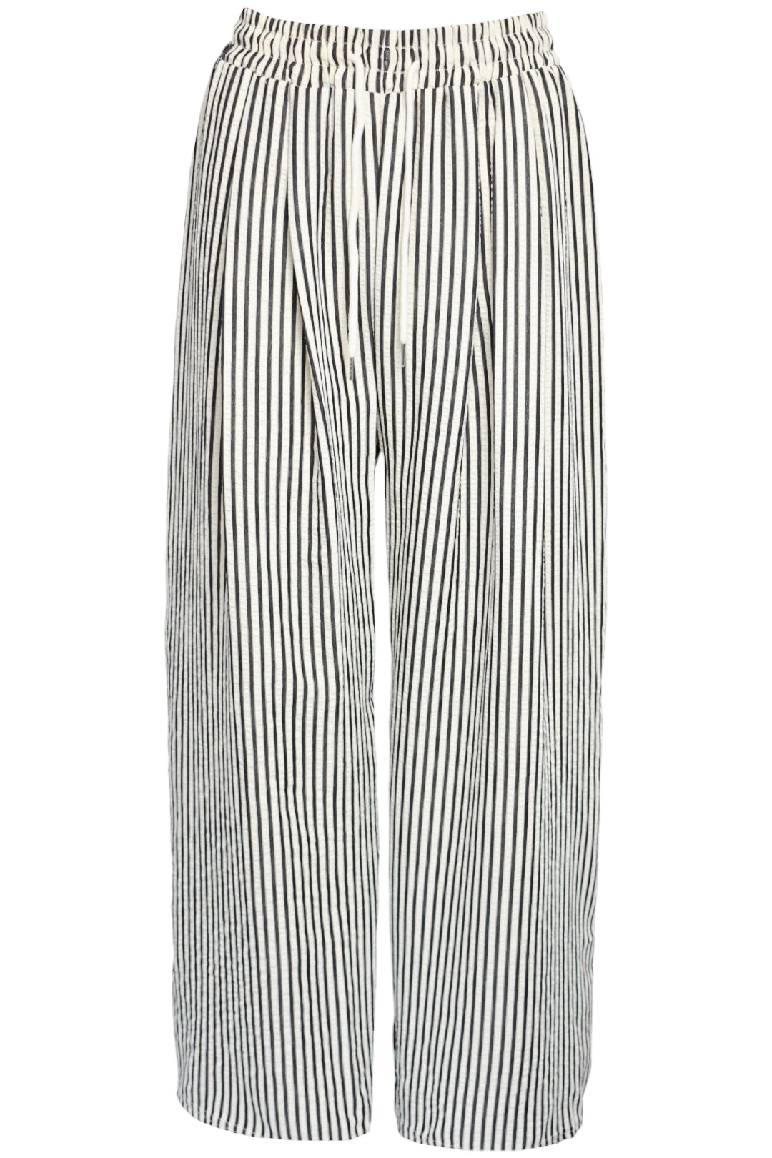 Black & White Striped Wide Leg Trousers