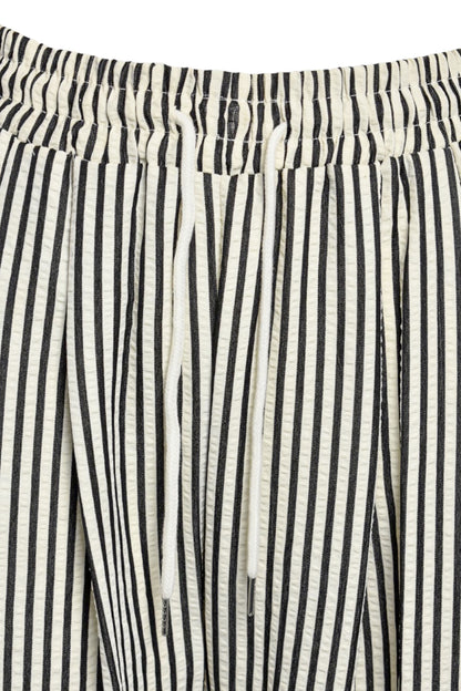 Black & White Striped Wide Leg Trousers