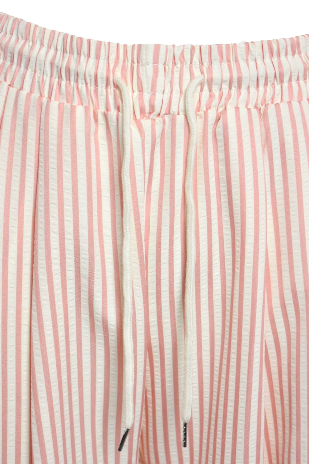 Pink & White Striped Wide Leg Trousers