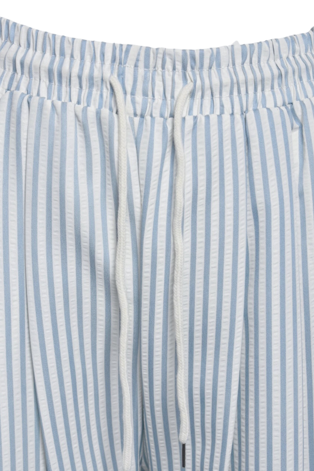 Blue & White Striped Wide Leg Trousers