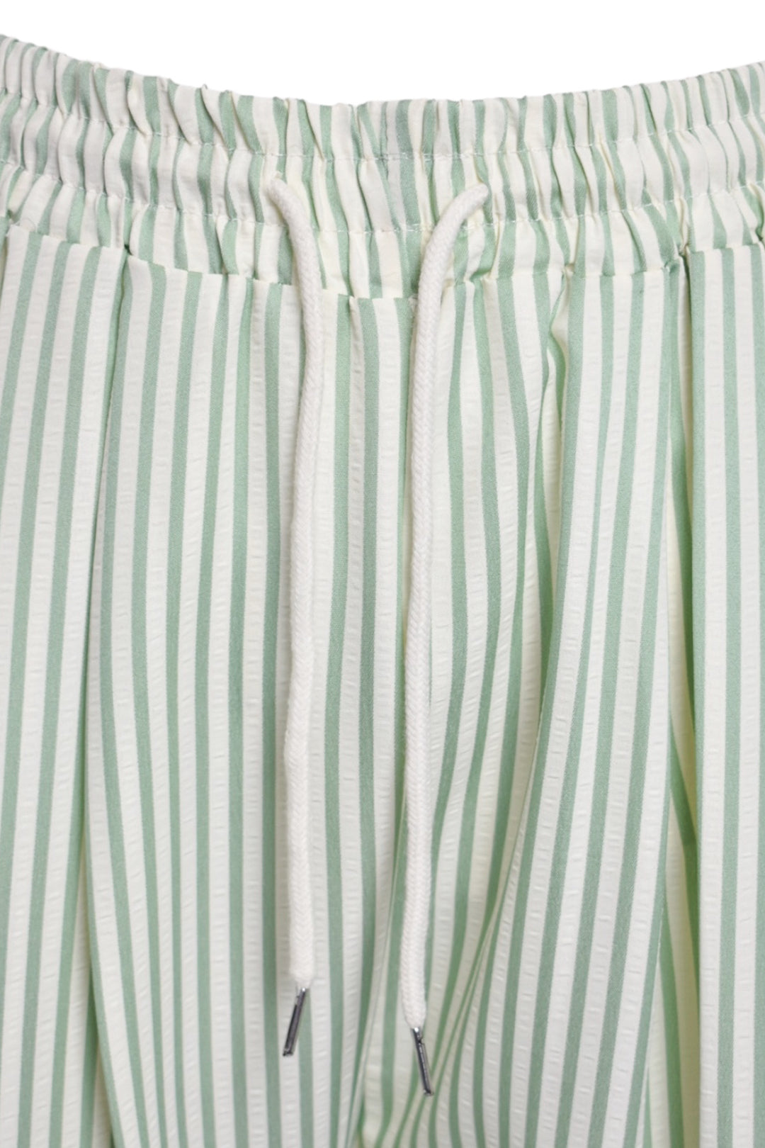 Sage & White Striped Wide Leg Trousers