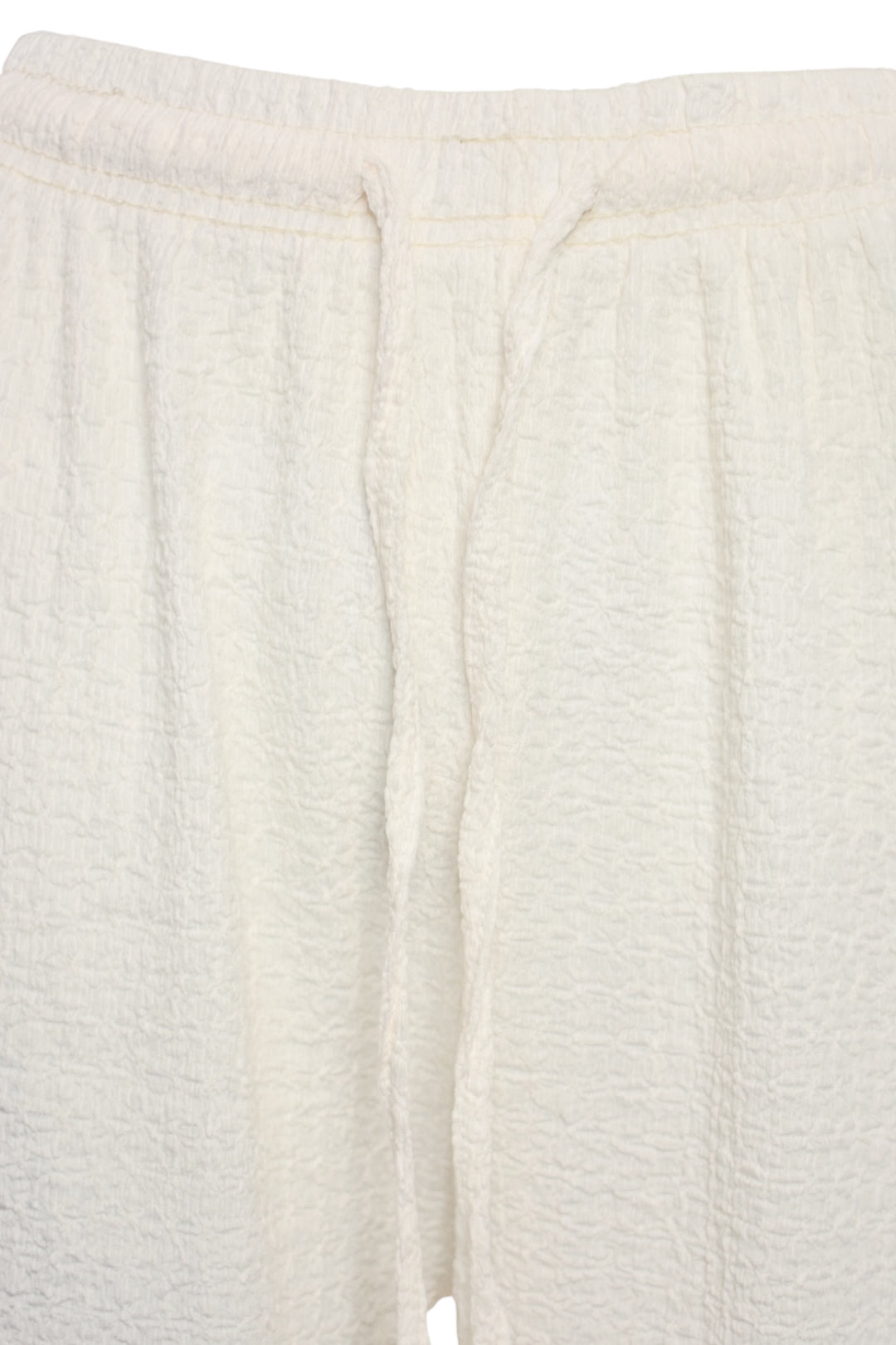 Cream Crinkle Wide Leg Trousers