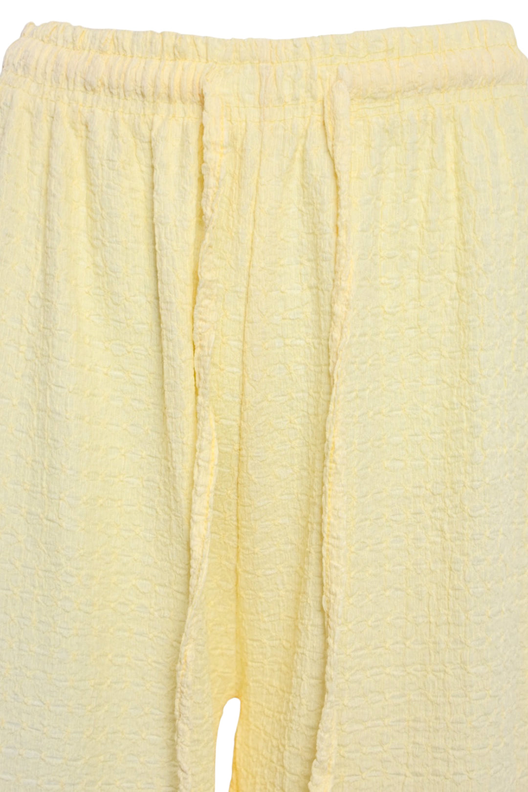 Lemon Crinkle Wide Leg Trousers