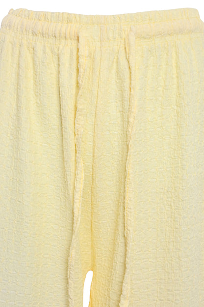 Lemon Crinkle Wide Leg Trousers