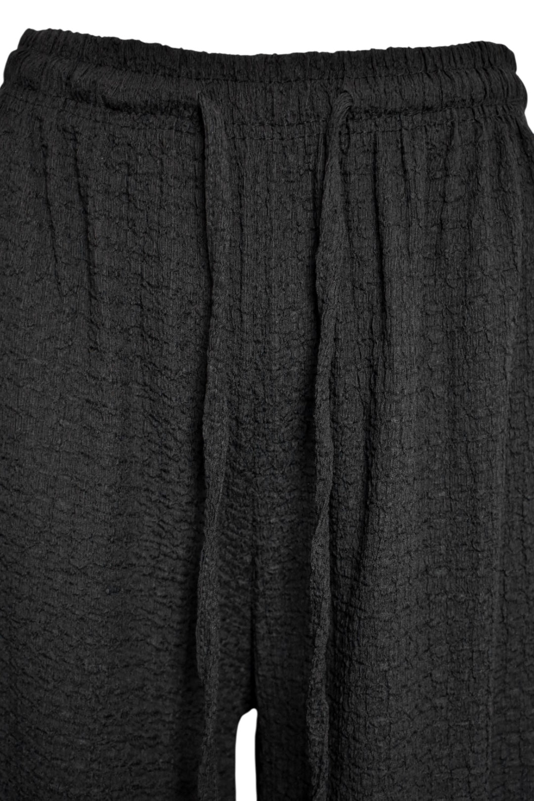 Black Crinkle Wide Leg Trousers