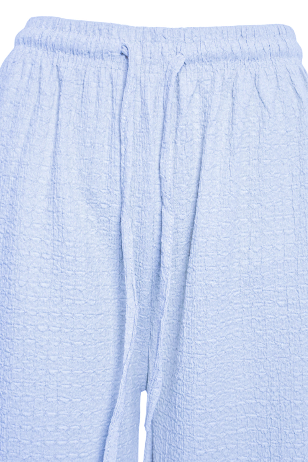Blue Crinkle Wide Leg Trousers