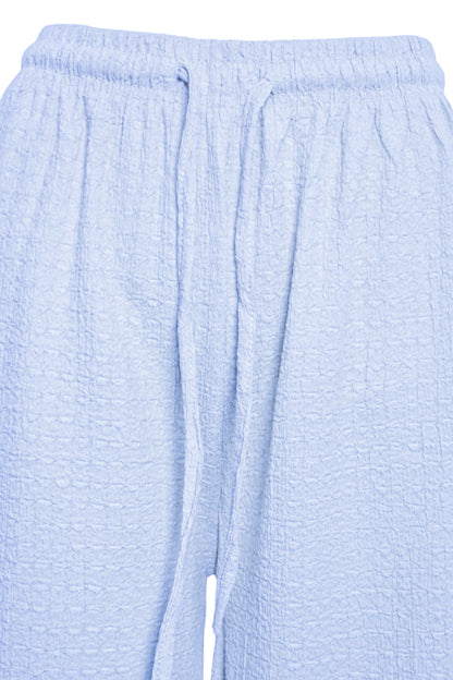 Blue Crinkle Wide Leg Trousers