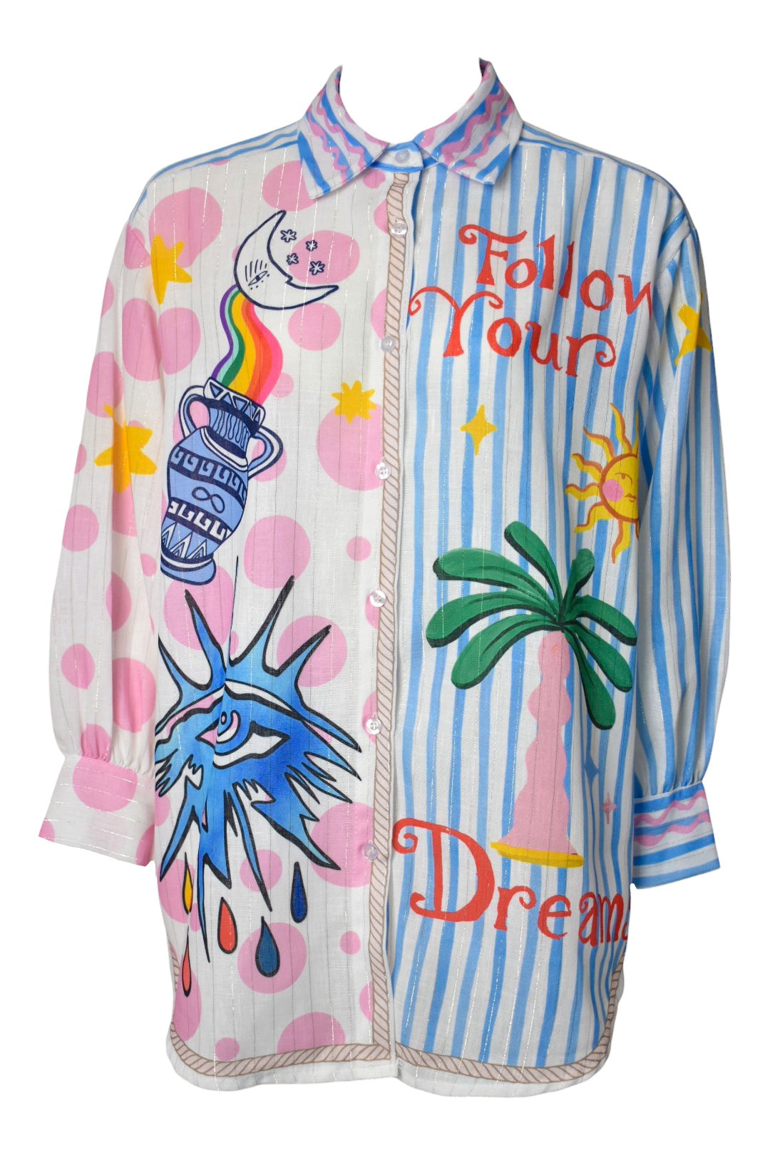 Striped Multi 'Follow Your Dreams' Oversized Shirt