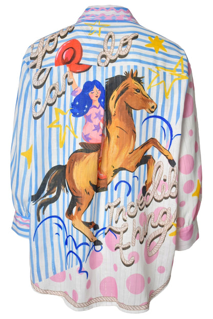 Striped Multi 'Follow Your Dreams' Oversized Shirt