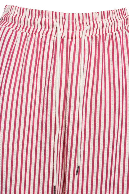 Fuchsia & White Striped Wide Leg Trousers