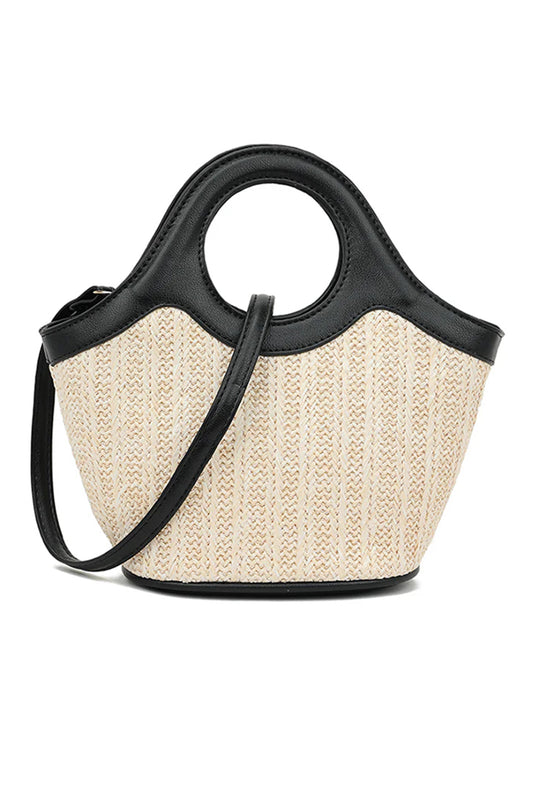 Black Woven Strap Hood Handle Bag