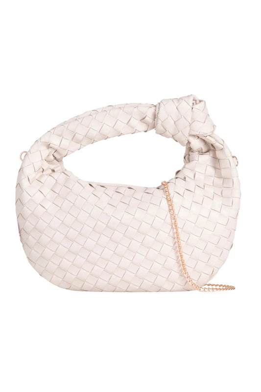 Cream Woven Knotted Grab Bag