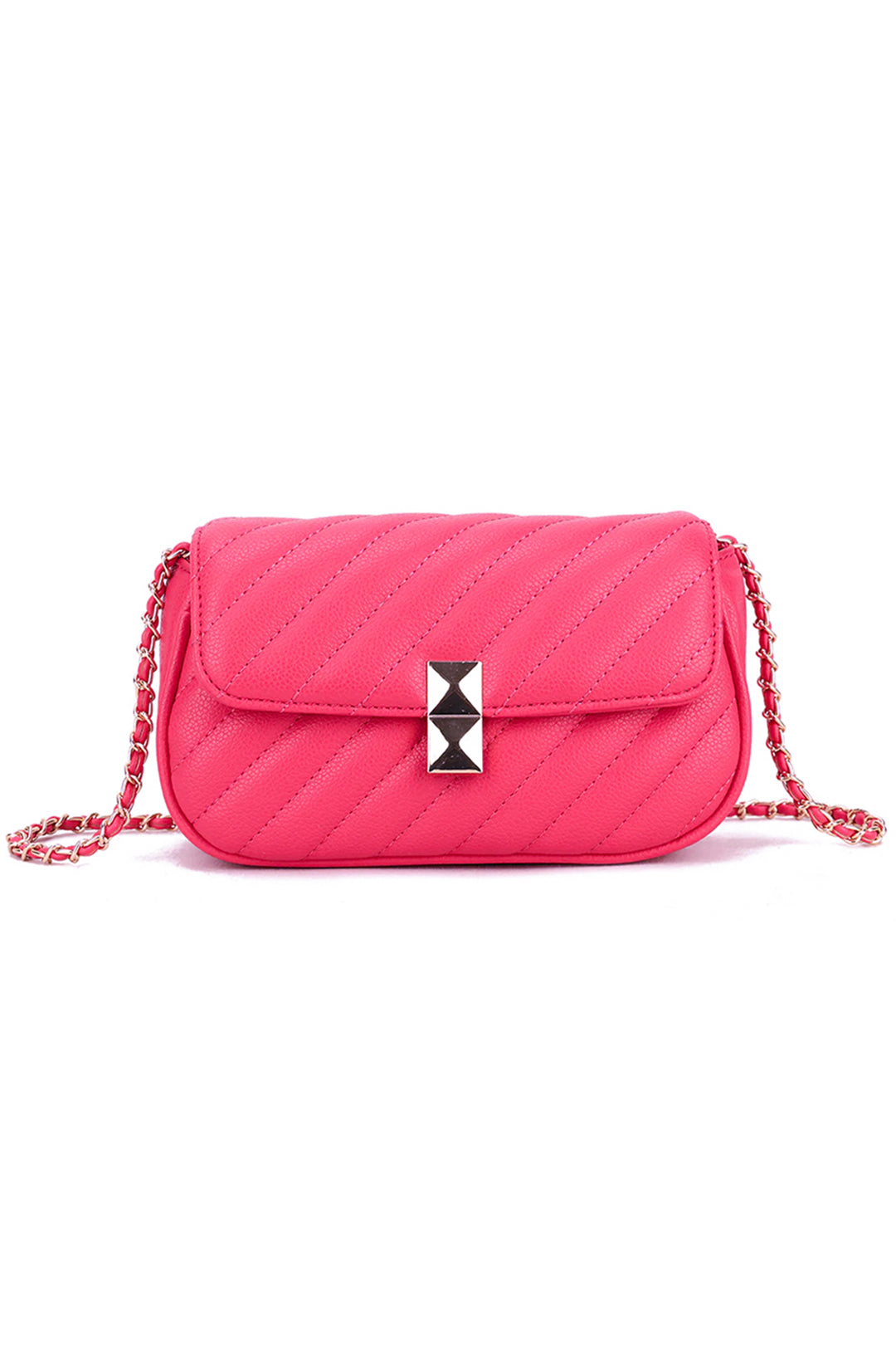 Fuchsia Quilted Stripe Cross Body Bag