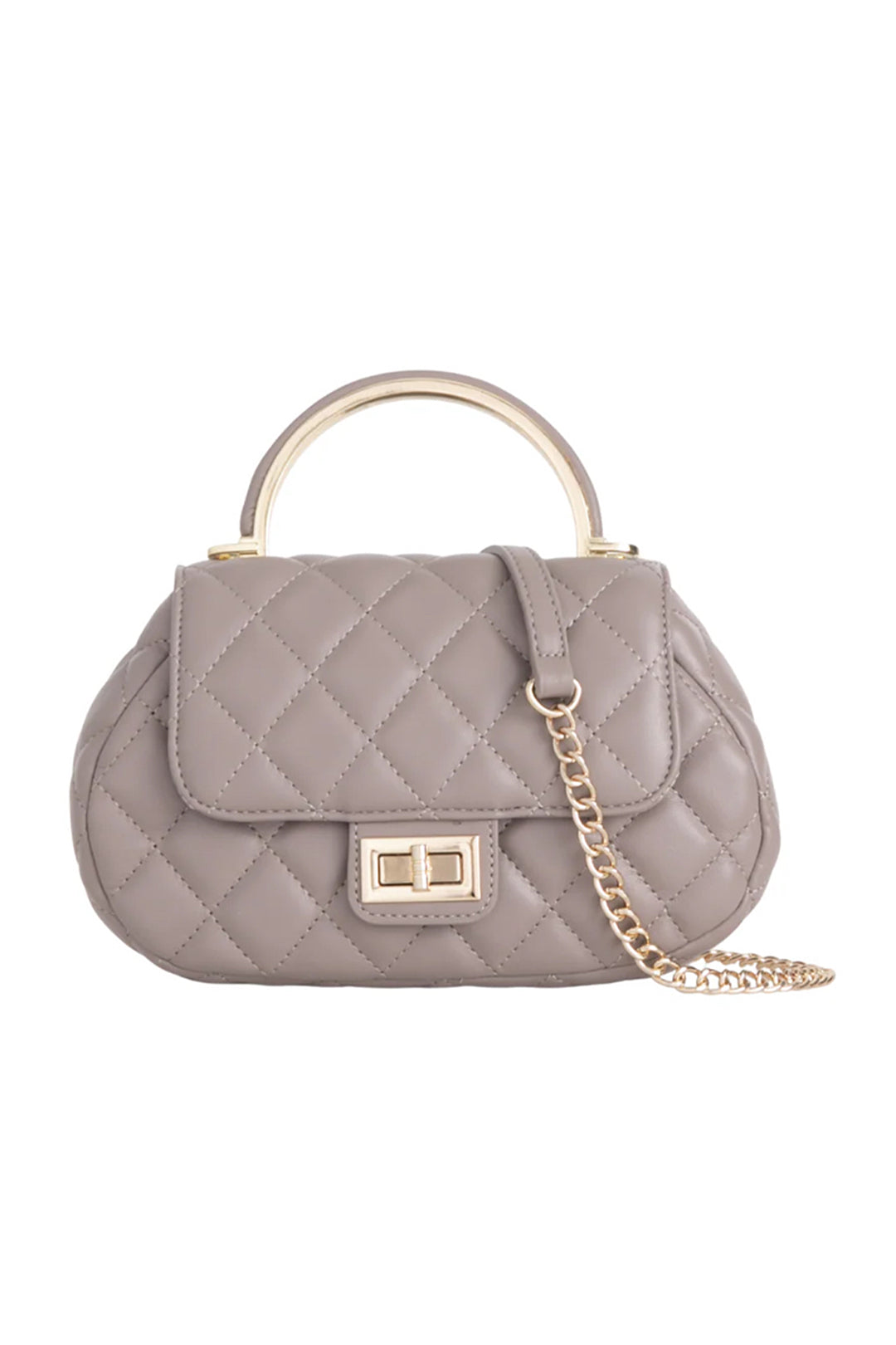 Mushroom Quilted Oval Grab Handle Bag