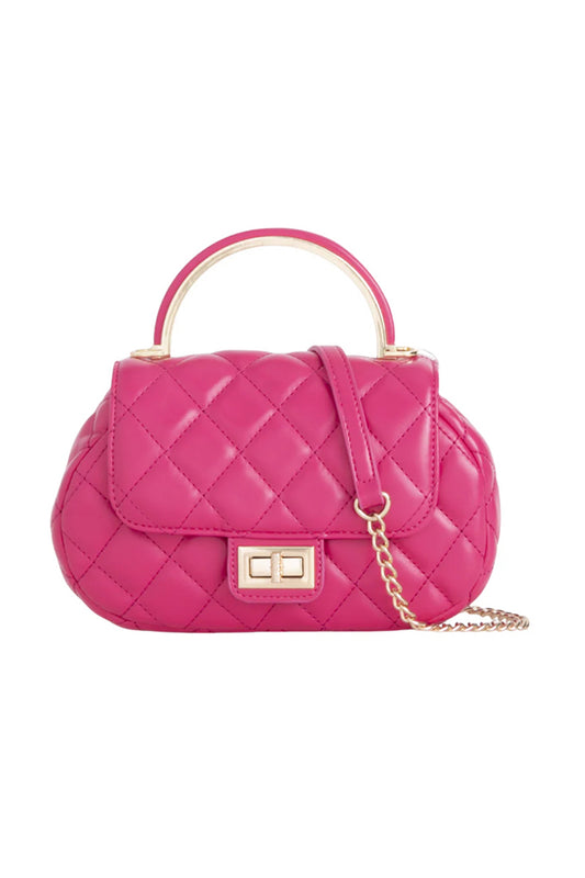 Fuchsia Quilted Oval Grab Handle Bag