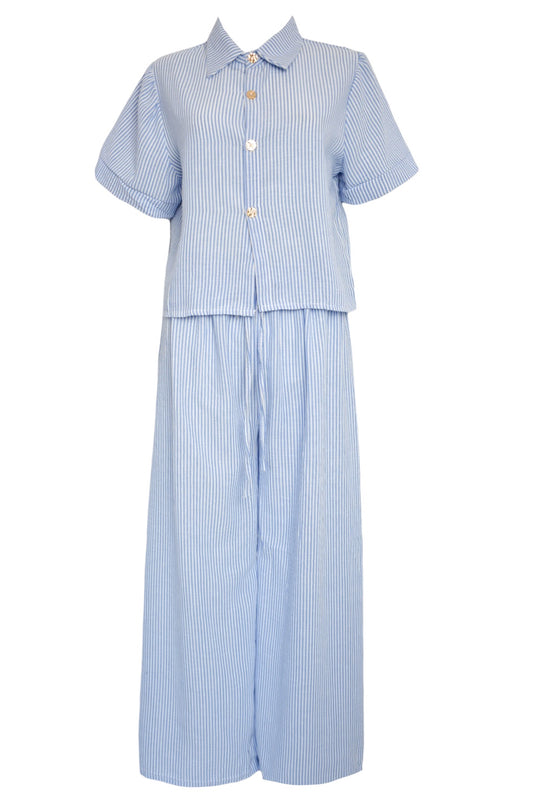 Blue Pinstripe Trousers Co-ord