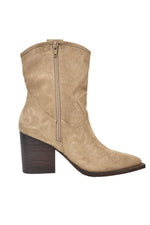 Beige Embroidered Cowboy Boots