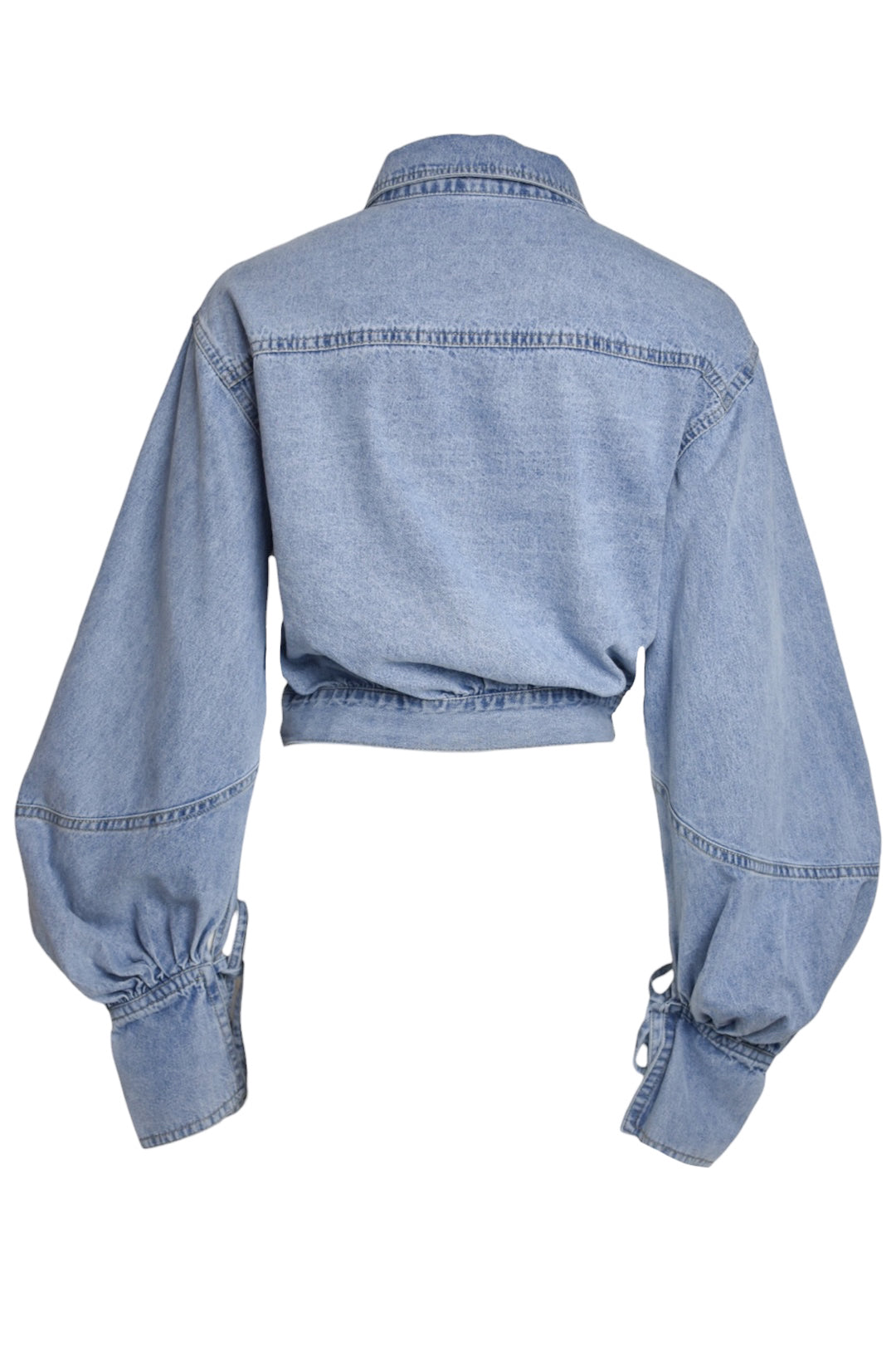 Light Denim Wrapover Cropped Shirt