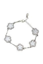 Silver & White Diamante Clover Bracelet