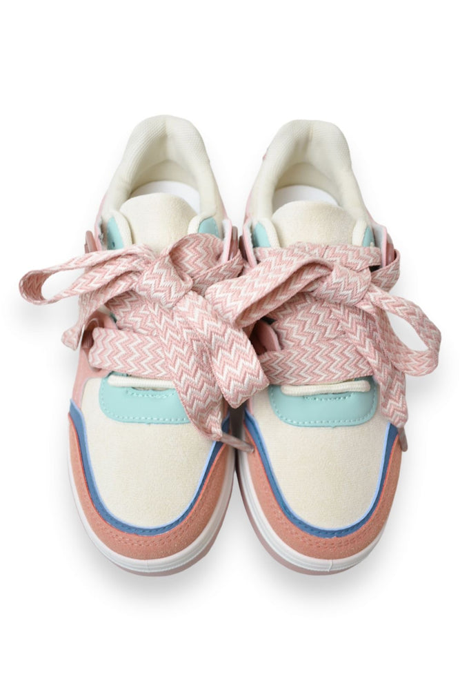 Pastel Zig Zag Lace Trainers