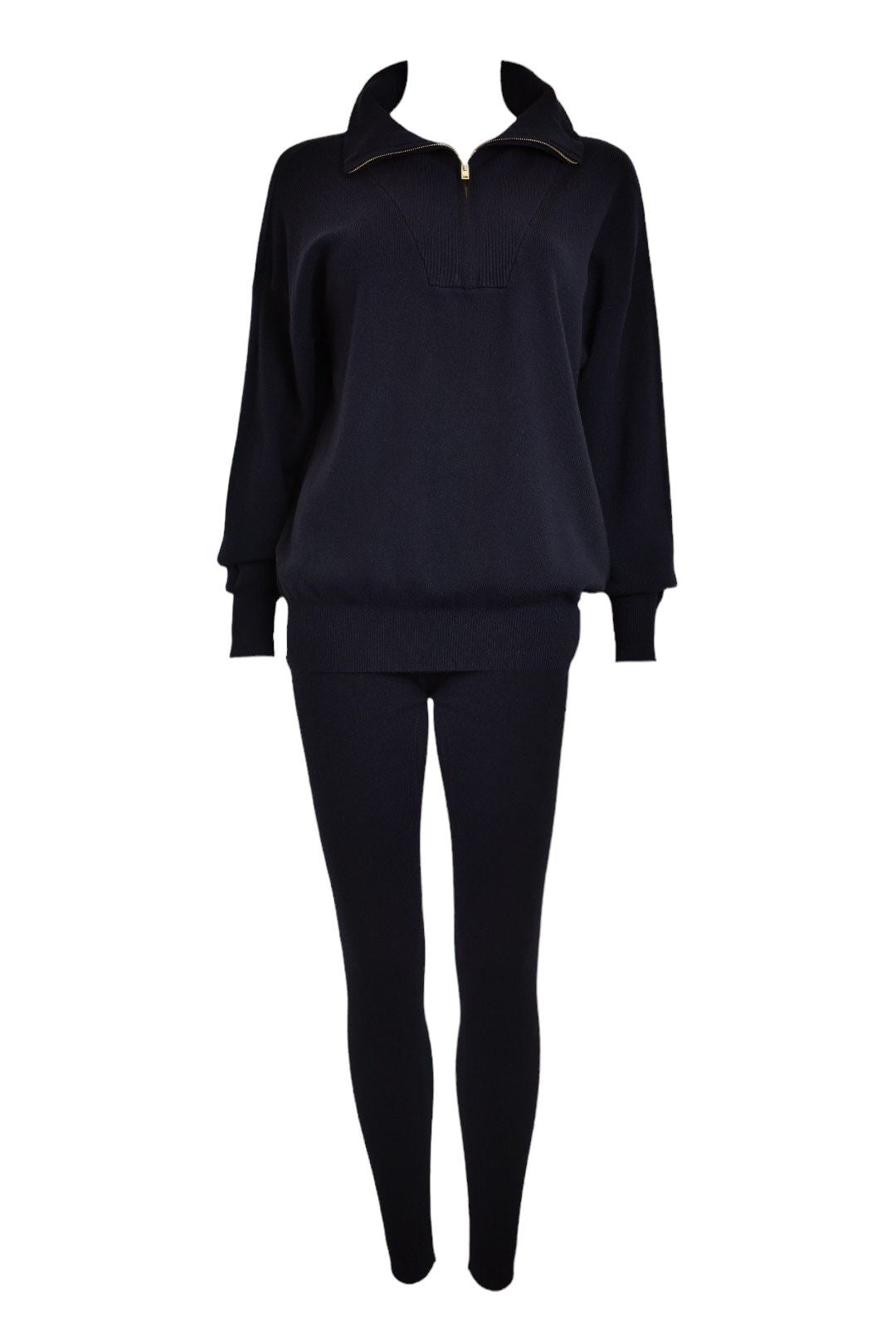 Black Quarter Zip Knitted Loungesuit