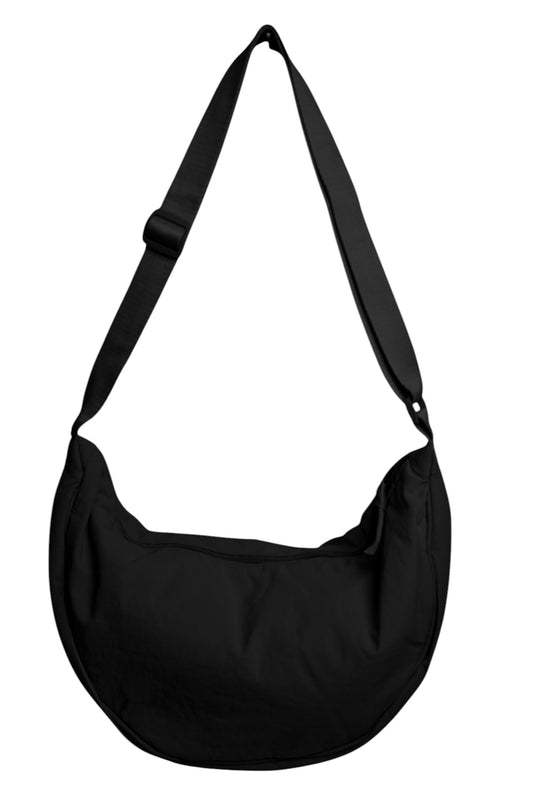 Black Large Half Moon Cross Body Bag