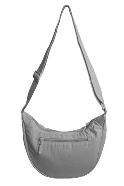 Grey Small Half Moon Cross Body Bag