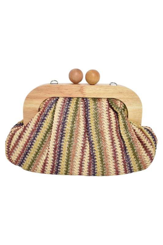 Multi Zig Zag Wooden Clasp Clutch