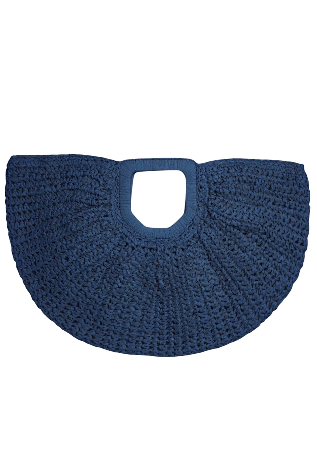 Navy Half Moon Woven Straw Oversized Grab Bag
