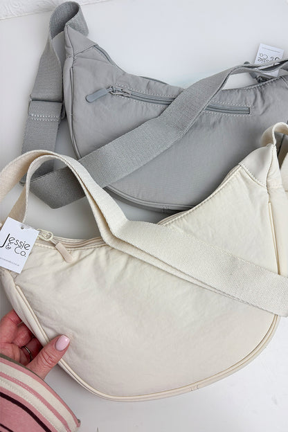 Cream Small Half Moon Cross Body Bag