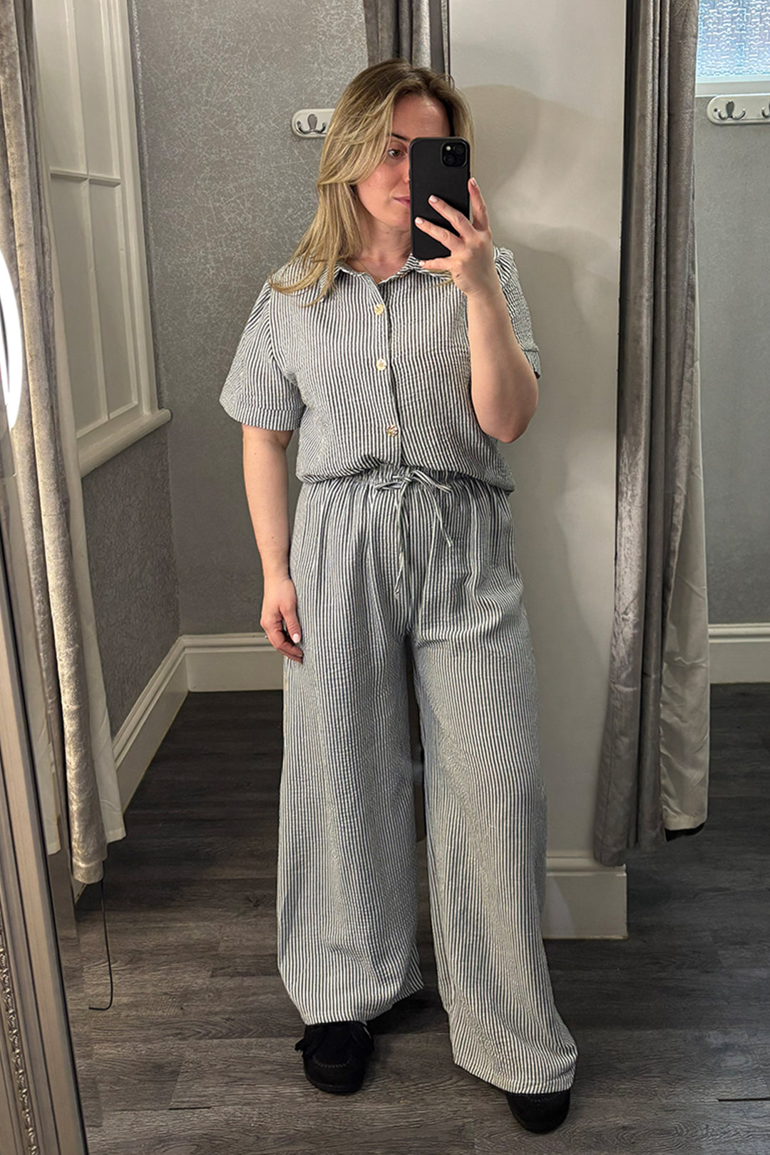 Grey Pinstripe Trousers Co-ord