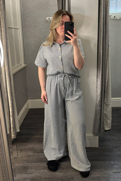 Grey Pinstripe Trousers Co-ord