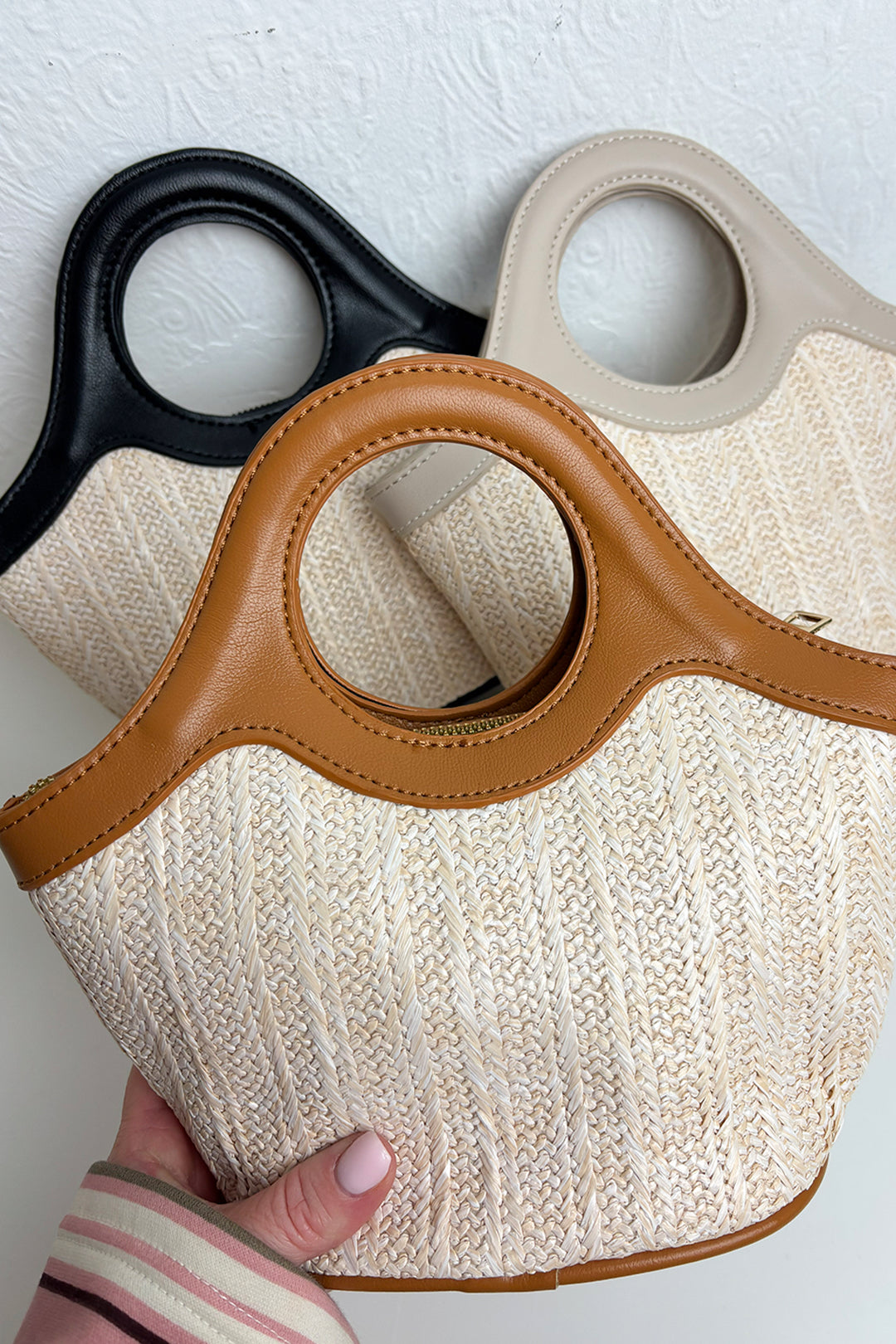 Black Woven Strap Hood Handle Bag