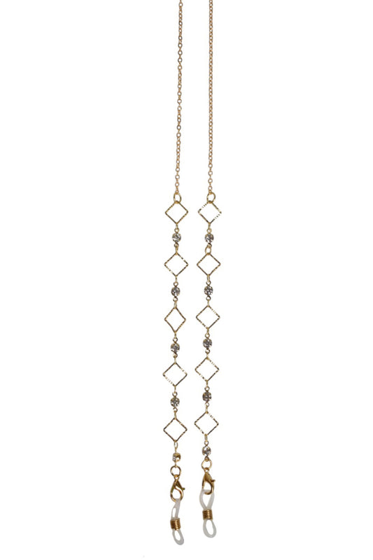 Gold Square & Diamante Sunglasses Chain