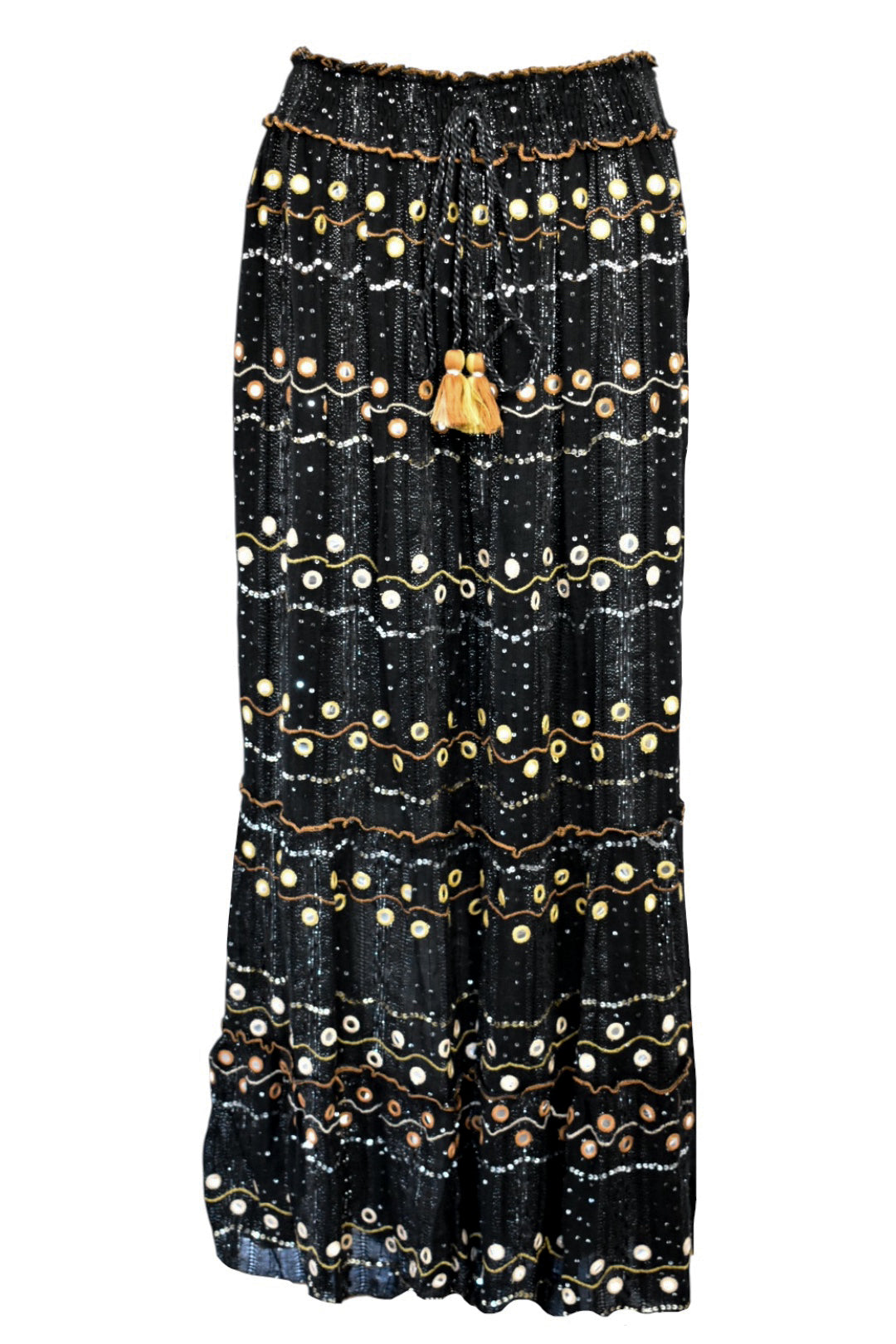 Black Mirror Embellished Maxi Skirt