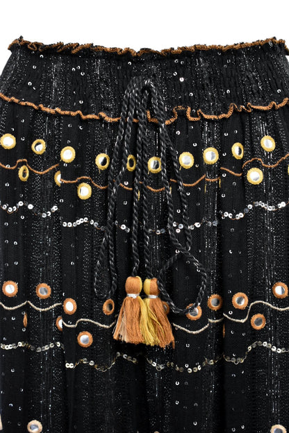 Black Mirror Embellished Maxi Skirt