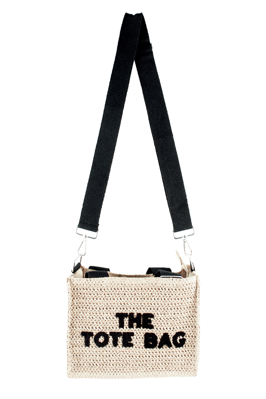 Beige Straw Embossed Tote Bag