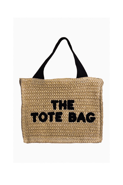 Camel Straw Embossed Tote Bag