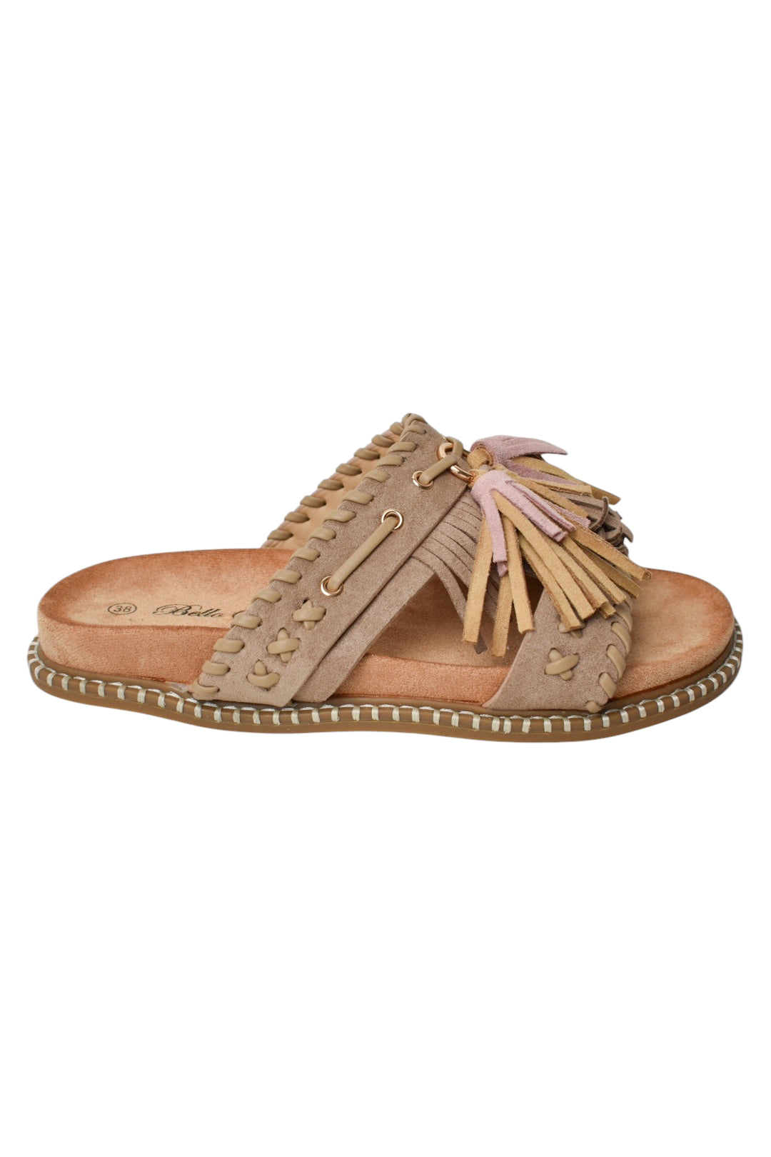 Taupe Faux Suede Tassel Sandals