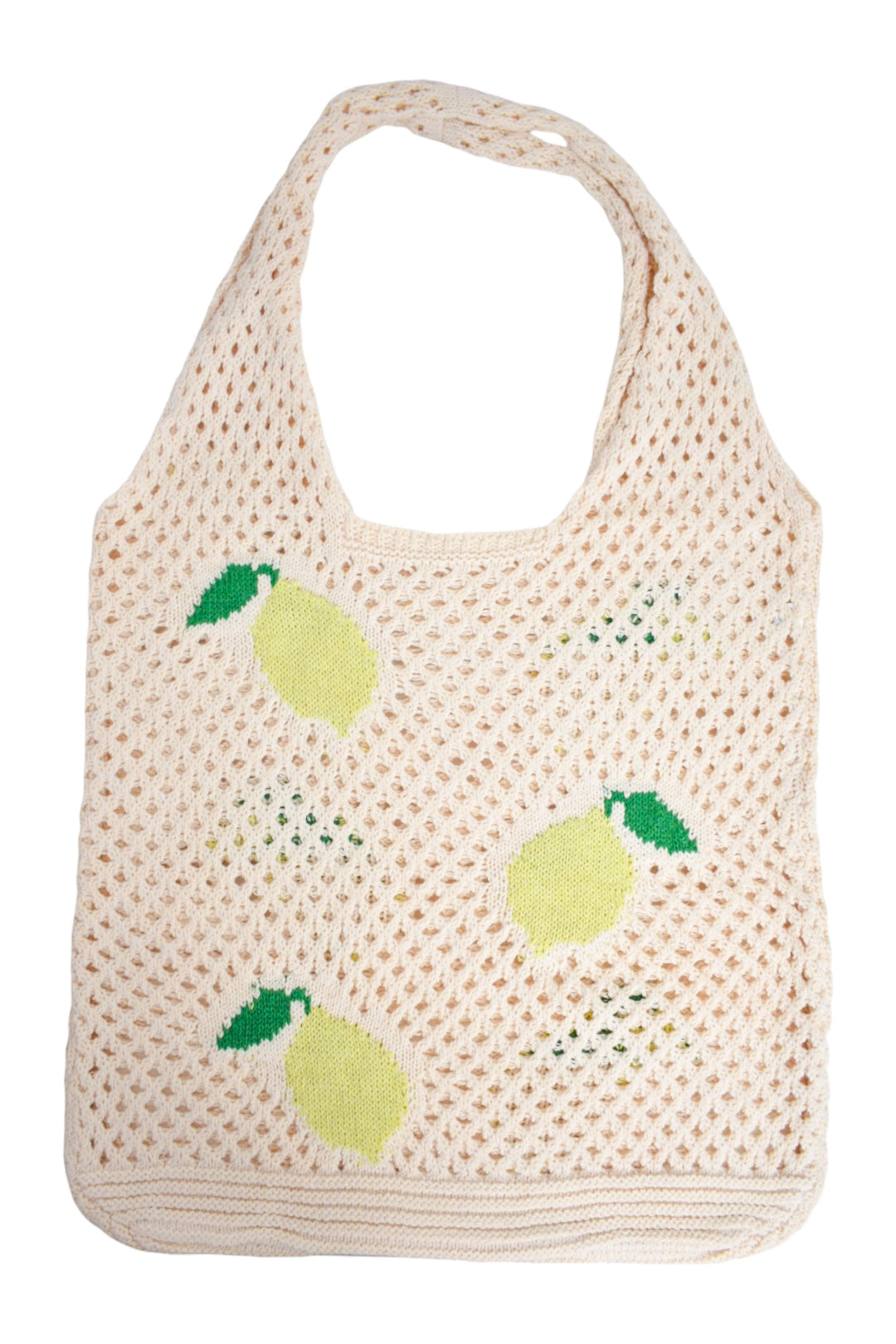 Cream & Lemon Crochet Slouch Tote Bag