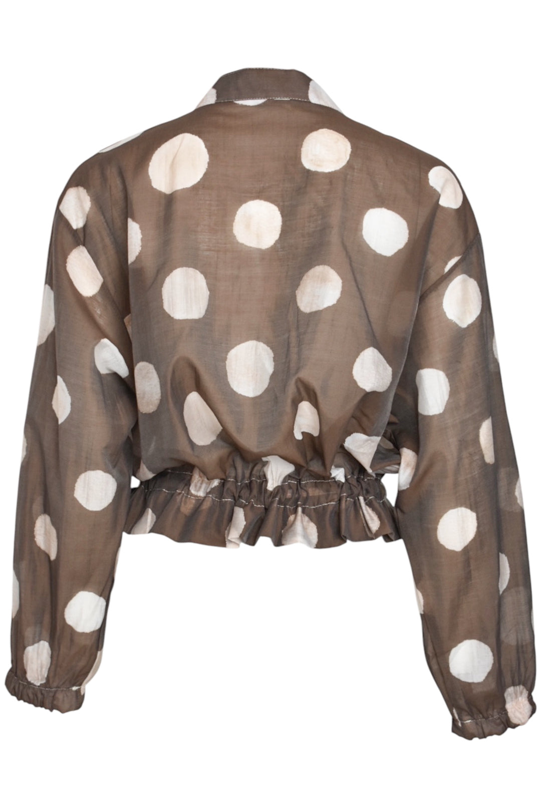 Brown & Cream Spotted Sheer Bomber Jacket