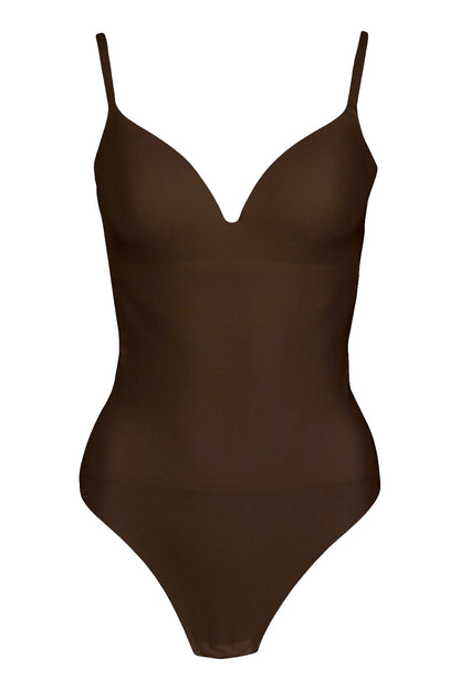 Brown Sculpted Bodysuit