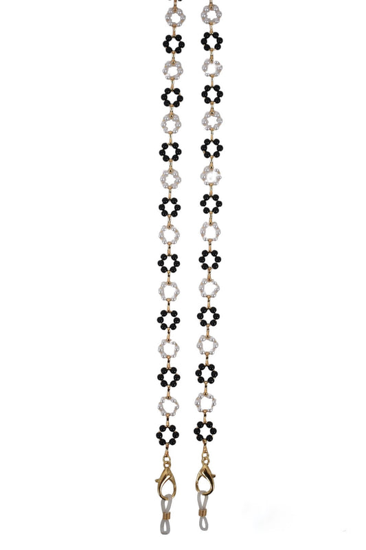 Black & White Pearl Flower Sunglasses Chain